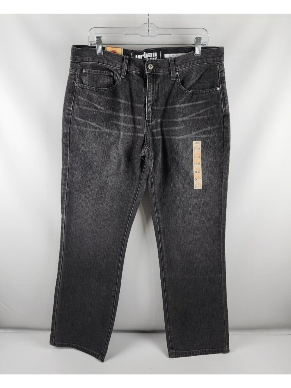 Urban Pipeline Jeans Mens 34x32 Black Slim Straight Denim NWT